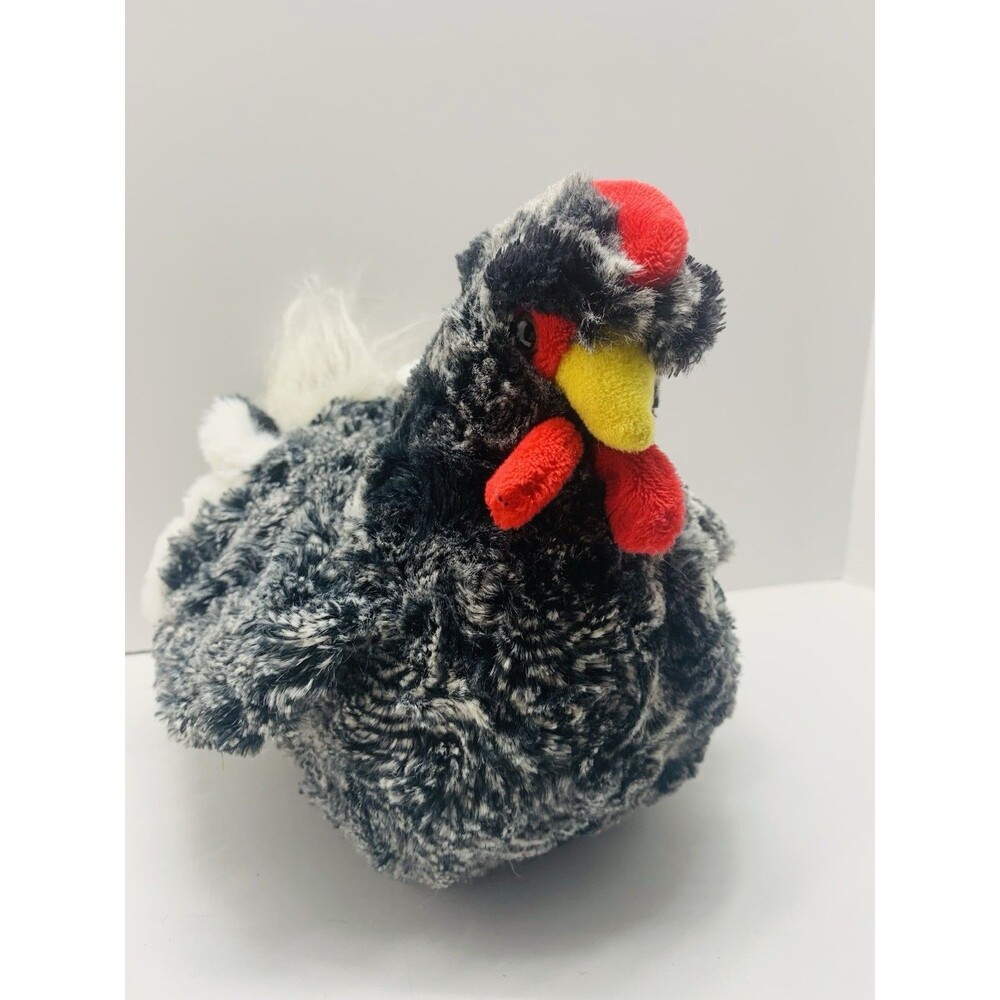 Douglas Plush Pepper the Black & White Chicken Hen #1785 Stuffed Animal Bird 9"